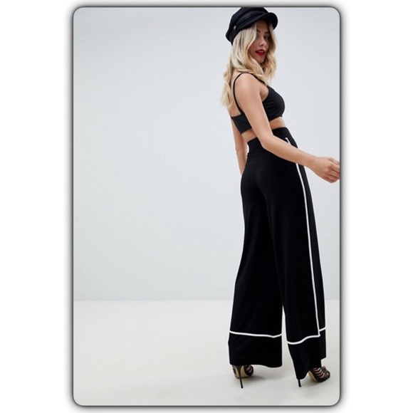 ASOS DESIGN wide leg pants with contrast binding - Picture 3 of 6